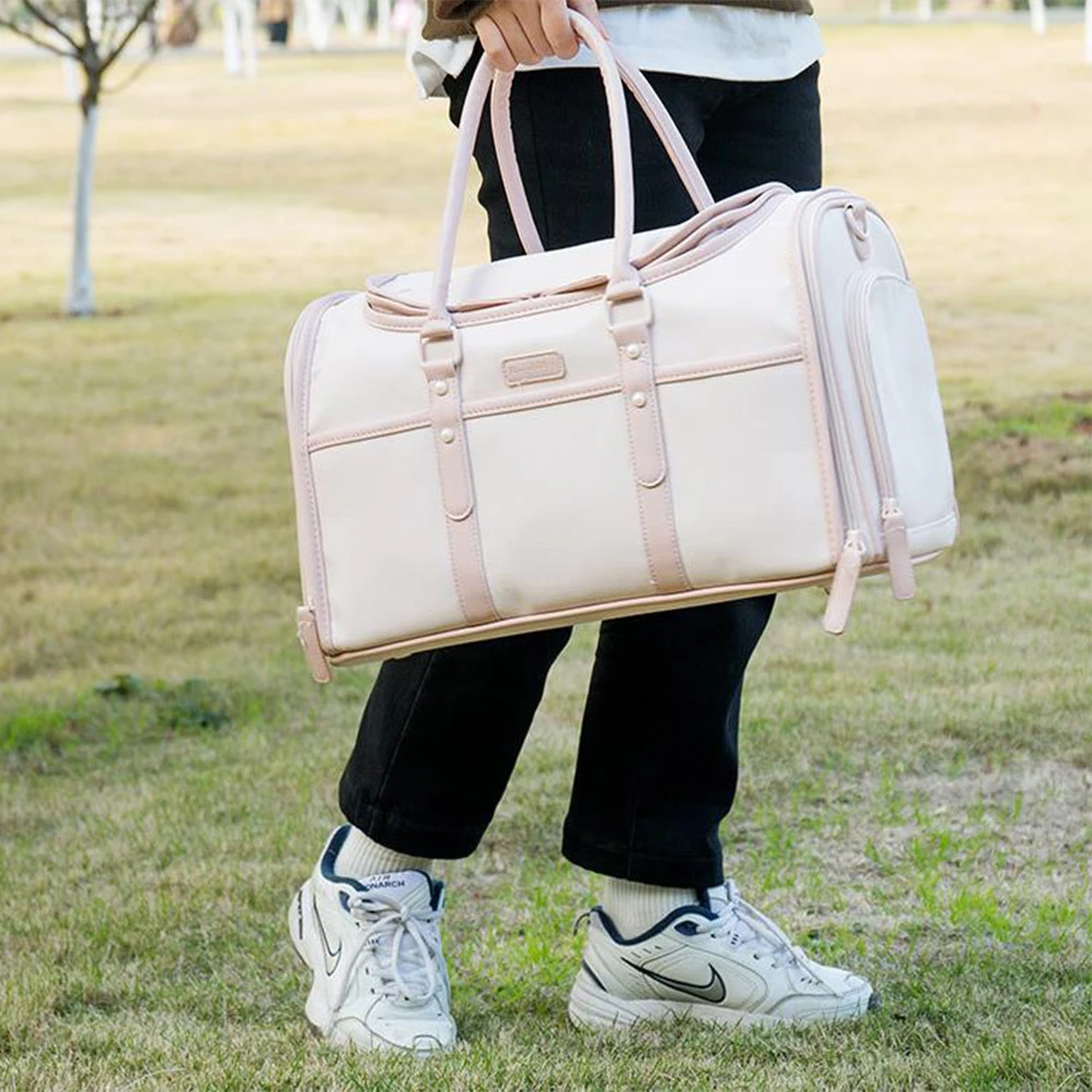 Bolsa transportadora de tela Oxford para gatos, transportador portátil de un solo hombro para mascotas, bolsa de viaje para perros pequeños de malla transpirable, bandolera para exteriores - imagen 3