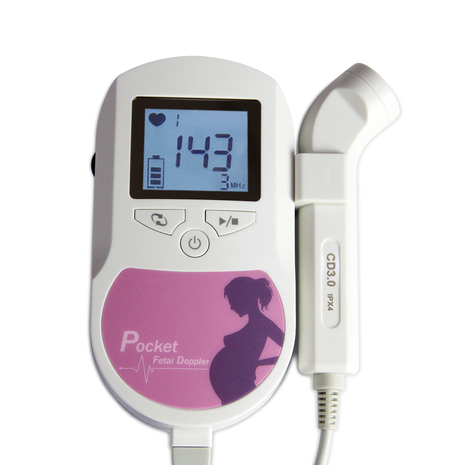 CONTEC Probado Doppler Fetal Sonda de 3MHz Monitor de Ritmo Cardíaco Retroiluminación LCD Múltiples Colores - imagen 3