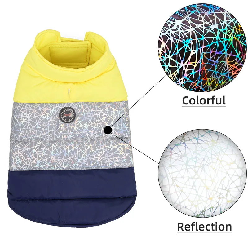 Chaqueta de invierno colorida para mascotas, Parka cálida a prueba de viento, abrigo para perros pequeños, medianos y grandes, ropa Reversible para disfraz de Año Nuevo - imagen 3