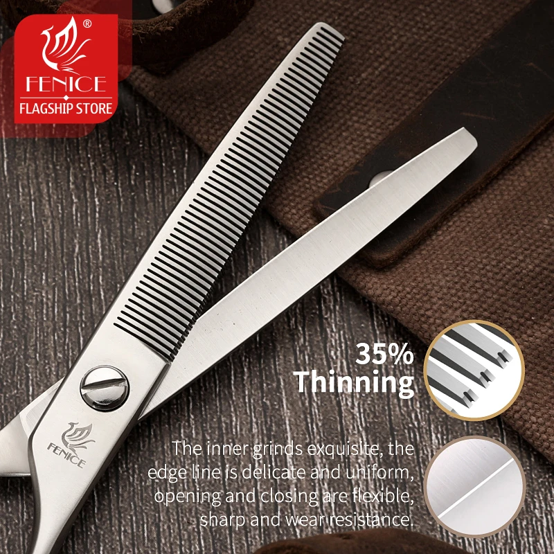 Cortadora de pelo profesional para perros Fenice Master Series, tijeras de aseo para perros y mascotas de 6,5 pulgadas, tijeras de adelgazamiento, tasa de adelgazamiento del 35% - imagen 4