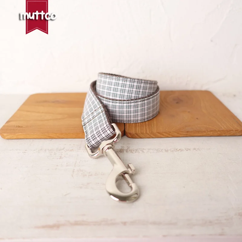 MUTTCO vende al por menor collar de perro de diseño propio WHITE TINY PLAID hecho a mano poliéster satinado y nylon 5 tamaños collar de perro UDC102 - imagen 3