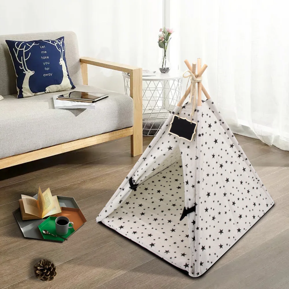 Casa de tienda de campaña para mascotas, túnel para gatos, tipi portátil para perros pequeños, perrera, cama cálida para gatos, casa para interiores y exteriores, cojín para dormir - imagen 2