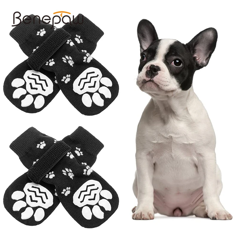 Benepaw calcetines antideslizantes perros correas ajustables zapatos cómodos suaves antideslizantes cachorros suelos madera dura interior protectores patas mascotas
