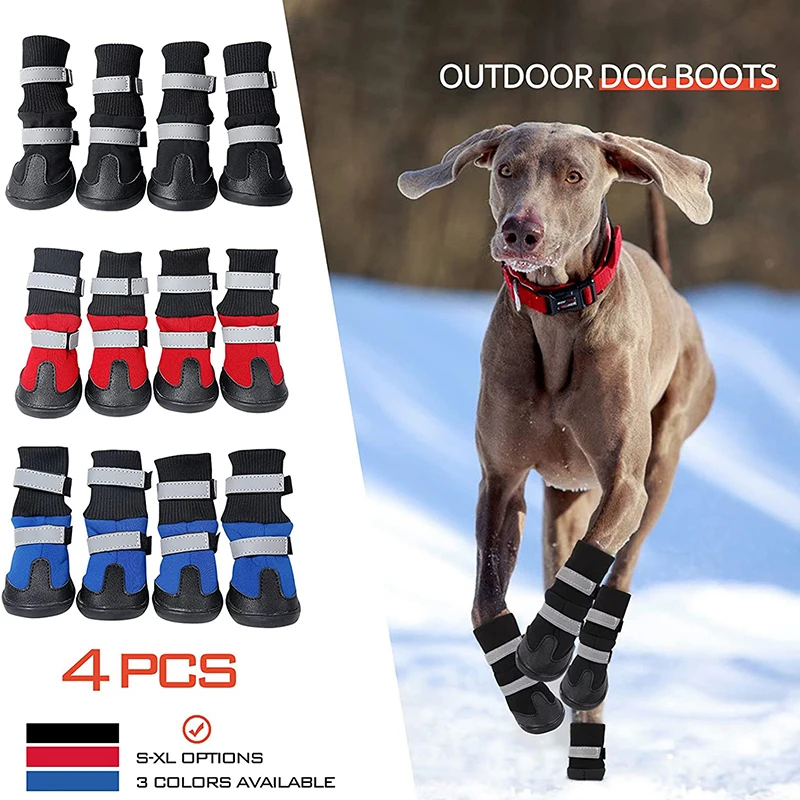 Benepaw-botas impermeables para perro, zapatos reflectantes de invierno para mascotas, botines de nieve antideslizantes para exteriores, Protector de pata para perros medianos y grandes - imagen 2