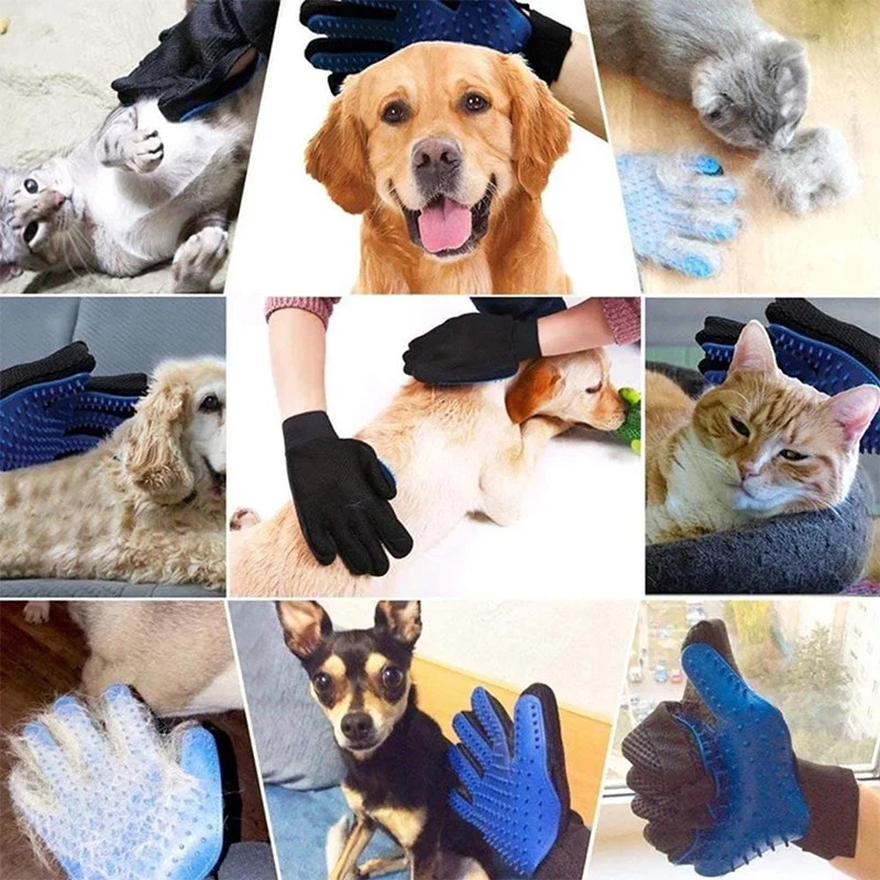 Guantes de aseo para mascotas, cepillo de silicona, masaje, guante de deshedding para gatos y perros, baño, depilación, limpieza y masaje para mascotas - imagen 3