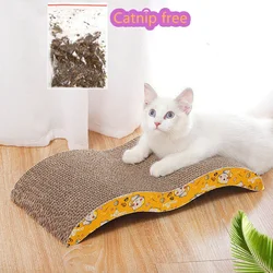 Rascador de cartón corrugado forma M con hierba gatera para gatos