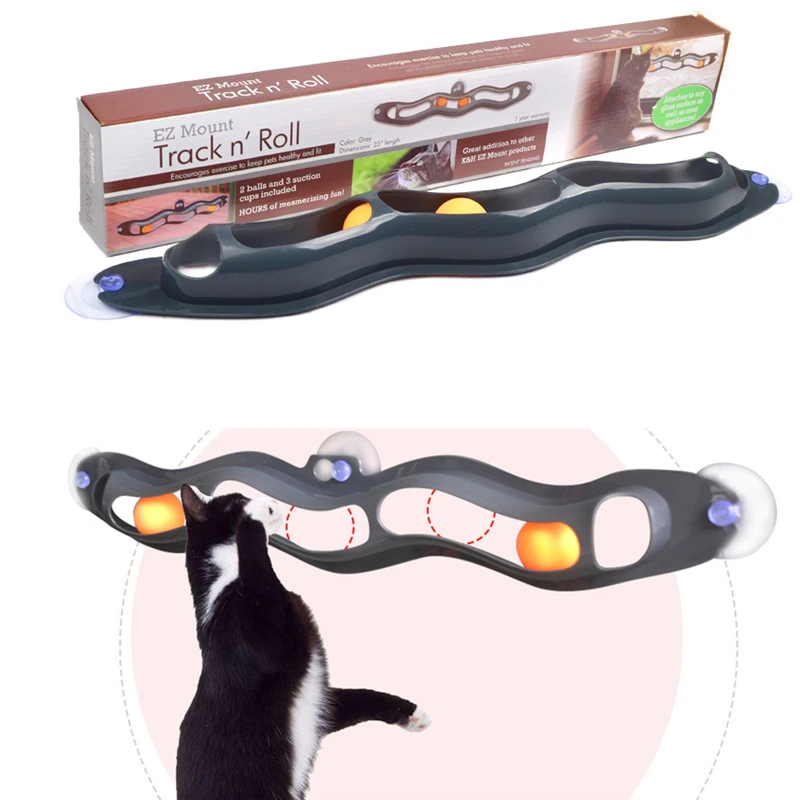 Bola de pista interactiva para gato con juguete práctico y ventosa para ventana