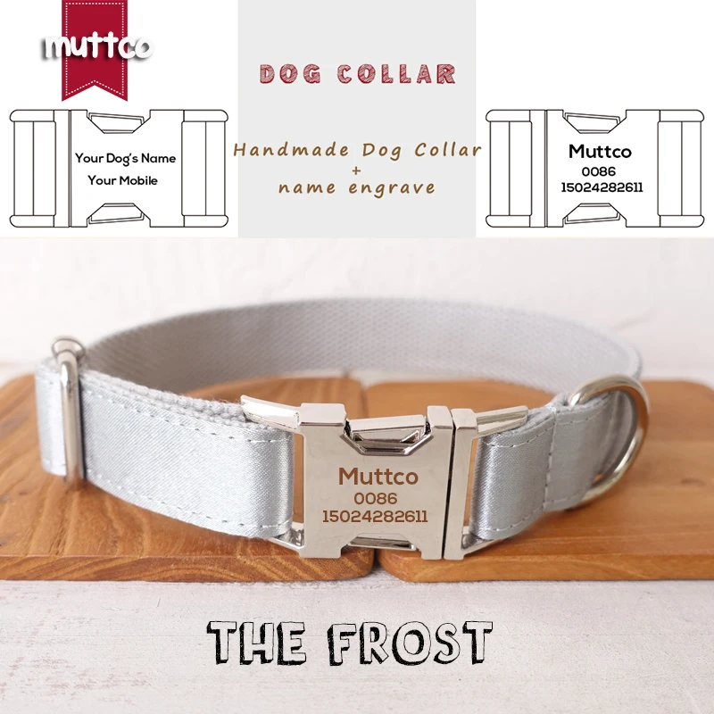 Collar de perro con hebilla de metal grabada MUTTCO, collar con etiqueta de identificación de perro THE FROST, placa de identificación de 5 tamaños, suministro antipérdida para mascotas UDC112