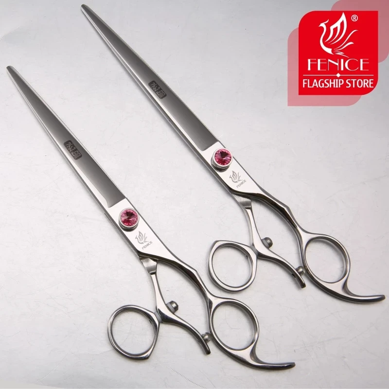 Fenice-Tijeras profesionales de aseo para mascotas, mango giratorio de 7,0 °, 8,0/360 pulgadas, corte recto para perros - imagen 3