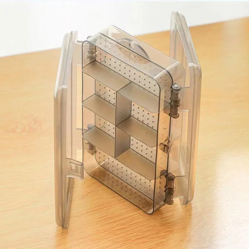 Caja de almacenamiento de plástico transparente de doble separación, organizador de almacenamiento de joyería, caja de cuentas de punto de cruz, pastillero de escritorio con 10 ranuras - imagen 5