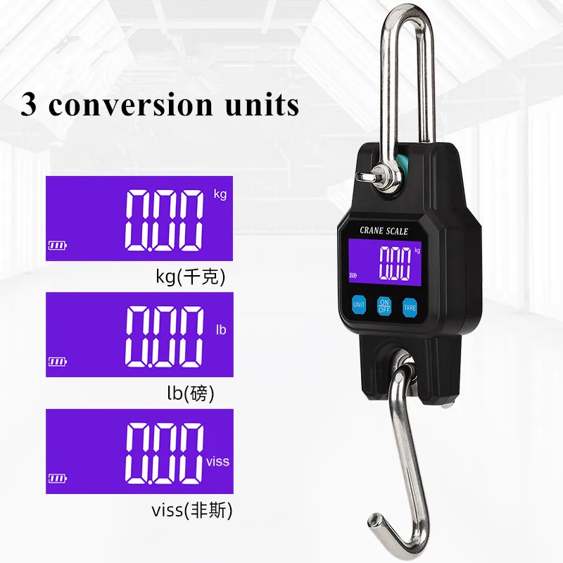 Báscula de grúa Bluetooth de 300kg/50g báscula de gancho colgante Digital recargable peso electrónico USB peso resistente de acero inoxidable - imagen 3