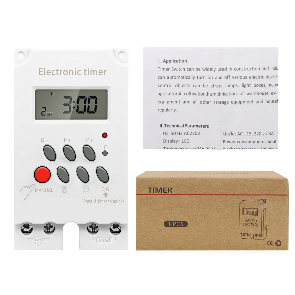 Temporizador Digital KG316T-II 220V 3A interruptor de Control de sincronización programable relé de tiempo microordenador relé de interruptor de tiempo electrónico - imagen 2