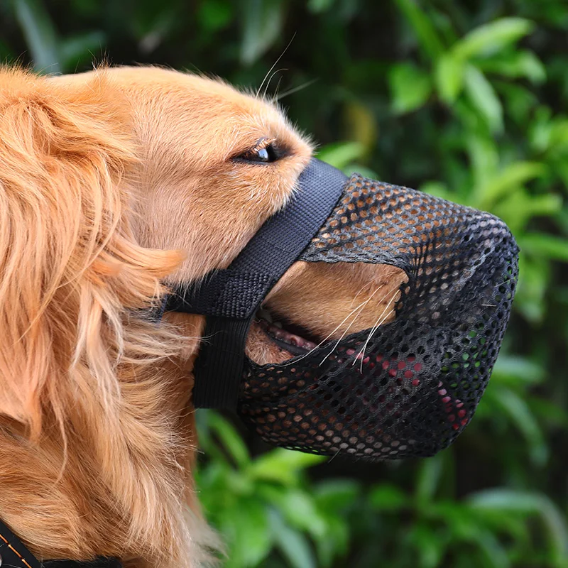 Bozal bucal antimordida para perros, mascarilla bucal para lamer mascotas pequeñas y grandes, cubierta bucal Golden Retriever, cómoda morder para perros