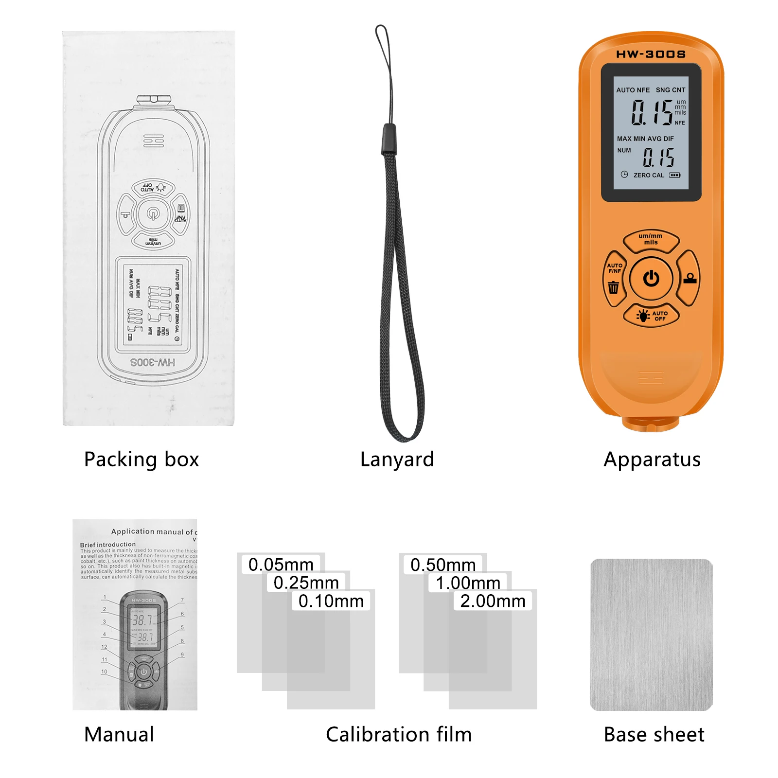 Medidor de espesor Digital de HW-300S, medidor de espesor de pintura portátil para coche, probador de espesor de recubrimiento, herramienta de medición, accesorios - imagen 4