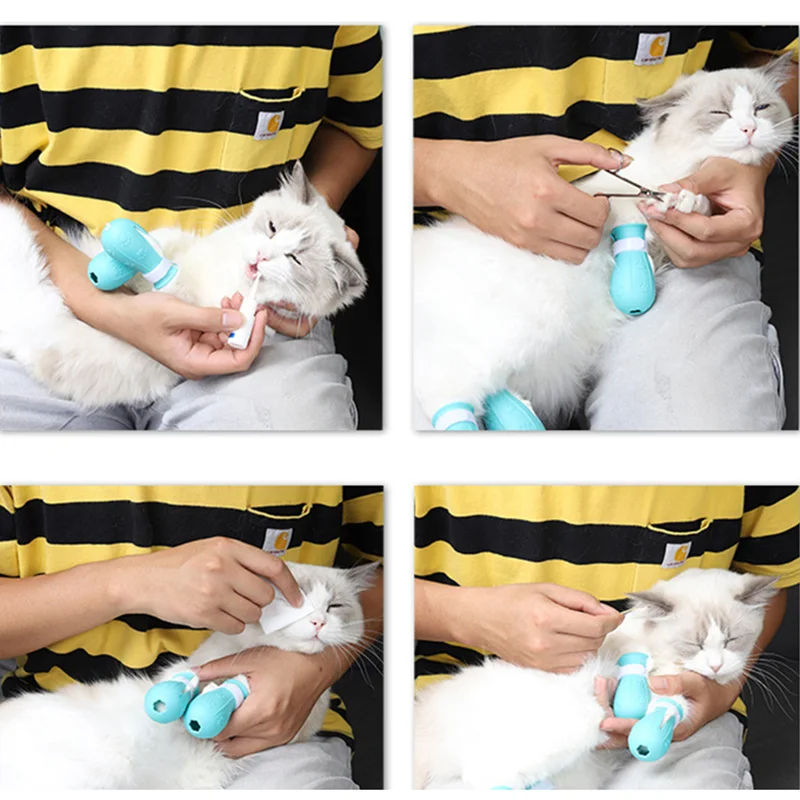 Juego completo de calcetines de silicona para gato en varios colores