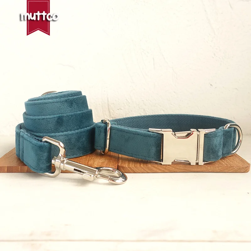 Collar de perro con hebilla de metal grabado MUTTCO, diseño único TURQUOISE, pajarita de moda, Collar de perro hecho a mano UDC097 - imagen 5