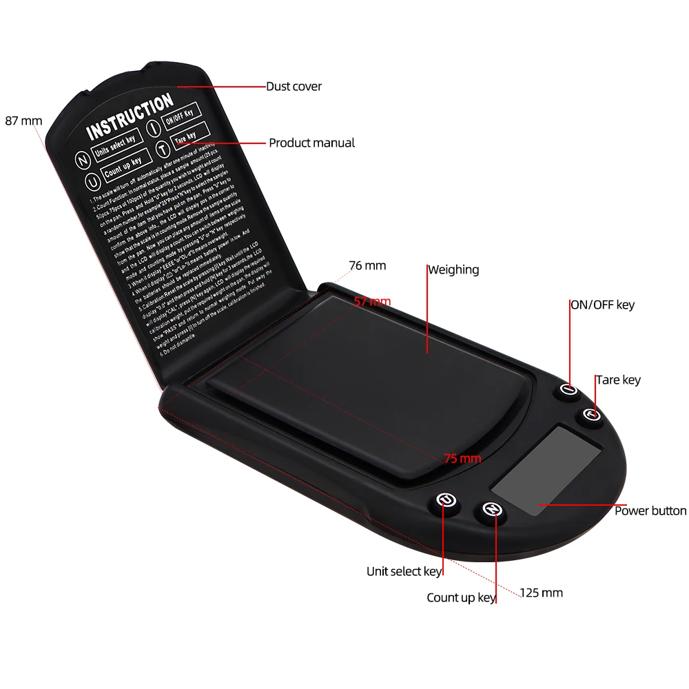 Mini báscula Digital de bolsillo de 200g y 0,01g, báscula electrónica con diamantes, joyería de oro, báscula de cocina con peso, unidad g/tl/ct/oz - imagen 4
