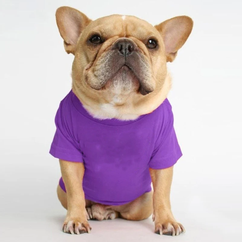 Ropa de verano para mascotas, camiseta de Bulldog Francés de algodón sólido para perros pequeños y medianos, accesorios para perros, suministros para mascotas, chaleco para gatos, camisas - imagen 3