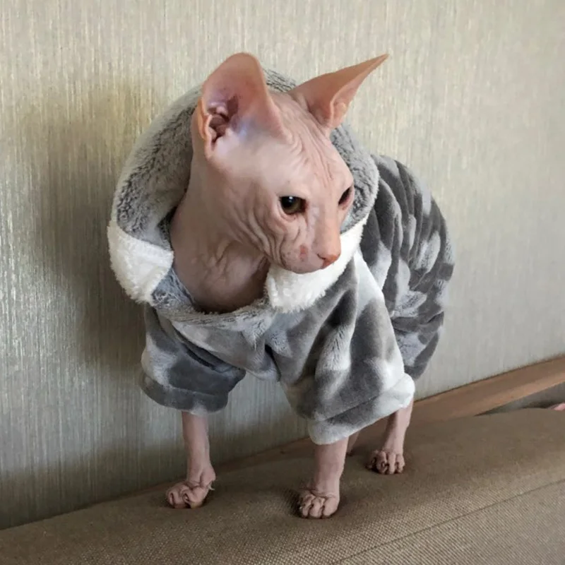 Pijamas cálidos de invierno para gatos Katten Gotas Sphynx, monos Kedi para cachorros, mono de lana suave para mascotas, disfraz de Mascotas kombinezon dla psa - imagen 5