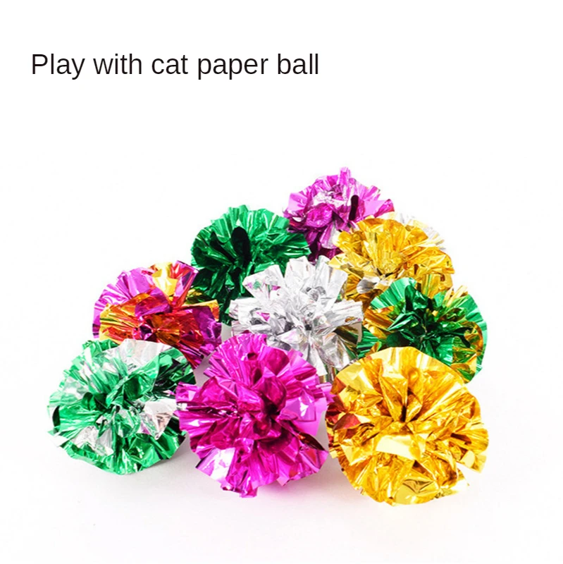 Juguete de colores para gato, anillo de juguete para gato, bola de papel de aluminio de Hi Boredom, suministros divertidos para mascotas, 10 Uds. - imagen 5