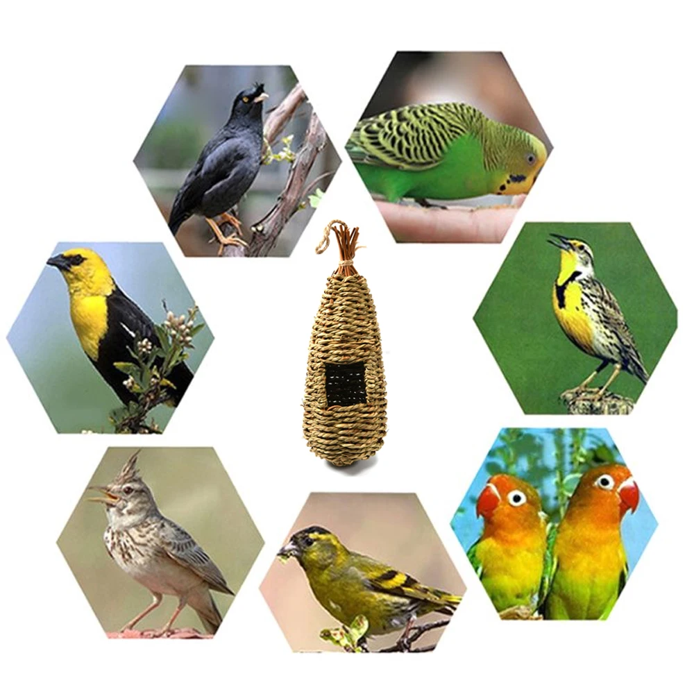 Casa para pájaros colgante, cabaña de nido de pájaro de fibra Natural, jaula para exteriores, refugio, escondite, nido de pájaro - imagen 5