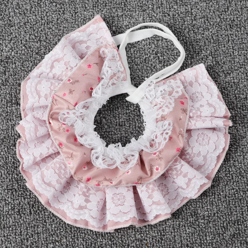 Collar multicapa con encaje Floral para perro, Baberos de encaje multicapa, bufanda para cachorro y gatito, moda coreana - imagen 4