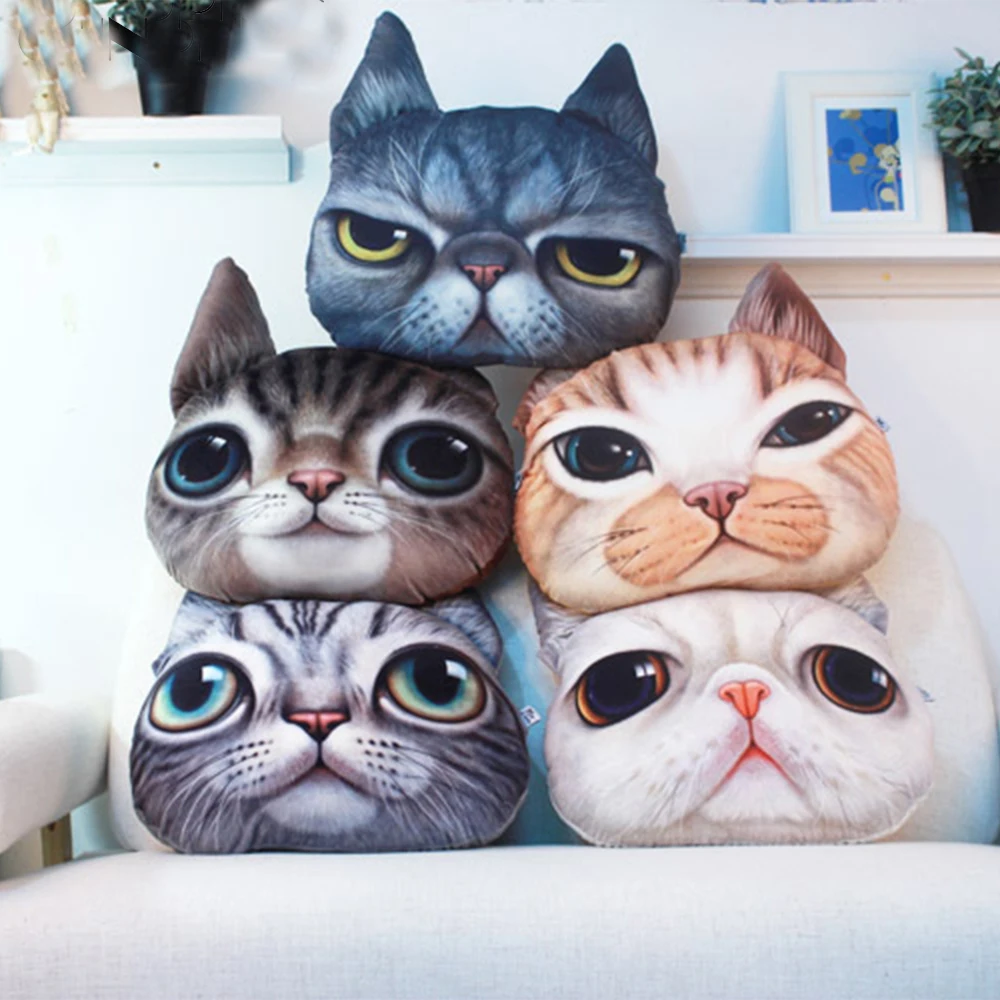 ONNPNNQ Cartoon Chair Sofa Pillow Personality Car Cushion 3D Cat Shape Nap decorative Pillow Cute Seat Washable Waist Cushion