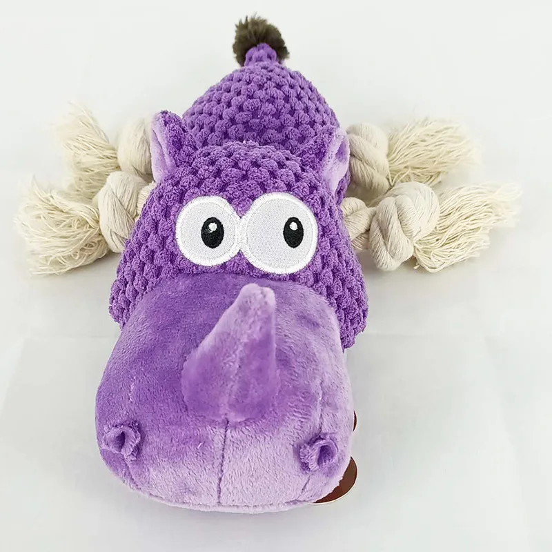 Juguetes de peluche para perros y gatos, nuevo rinoceronte de felpa, suministros molares para mascotas, estilo caliente de Amazon, adecuado para gatos pequeños y grandes, perros en cuatro - imagen 5