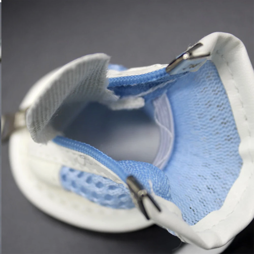 4 unids/set de zapatos para perros, zapatos informales antideslizantes para perros pequeños, Chihuahua, Bulldog, lindos zapatos para mascotas, zapatillas de deporte de malla suave transpirables para primavera y verano - imagen 4