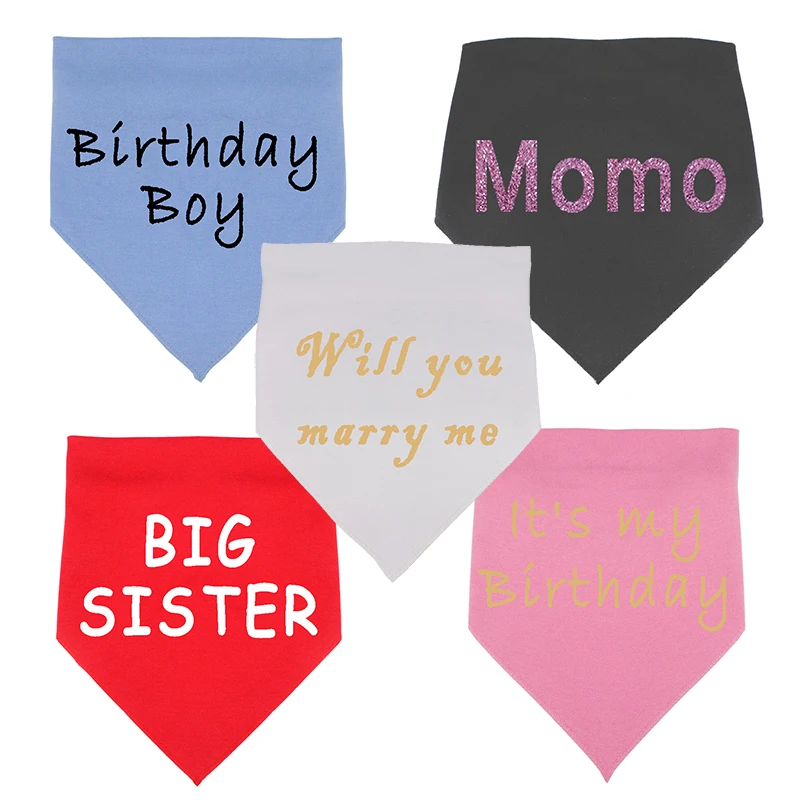 Bandana de algodón personalizada para perros pequeños y medianos, Collar personalizado, toalla para Saliva, accesorios para mascotas - imagen 2