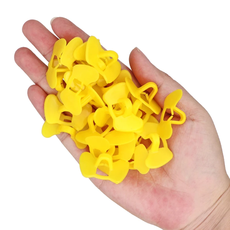 Gafas de plástico amarillo para pollo, lentes antipectorales para faisán, equipos de aves de corral, sin perno, 100 unidades - imagen 2
