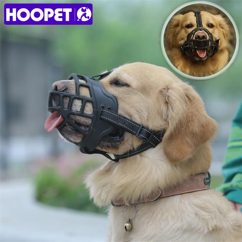 HOOPET-mascarillas duraderas para mascota, máscaras de seguridad de Gel de sílice, transpirables, antimordeduras, Boca de perro, Golden Retriever, bozal de Alaska