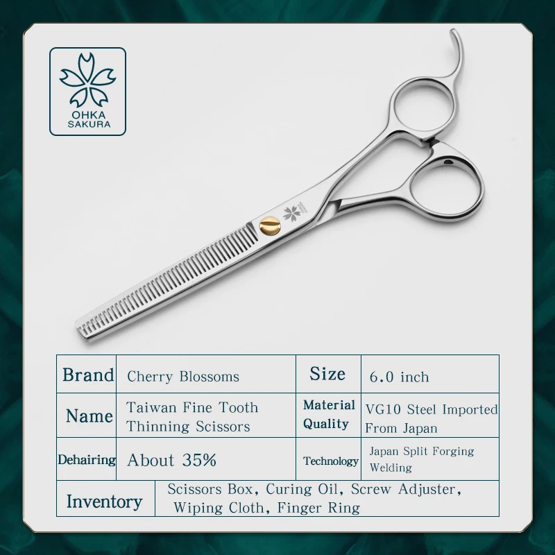 Tijeras de dientes pequeños refinadas de Taiwán, Material japonés Vg10 de 6 pulgadas para depilación, adelgazamiento del 35%, tienda de mascotas, corte de pelo de esteticista - imagen 3