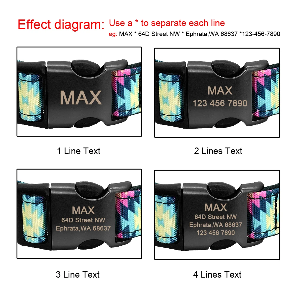 Collar personalizado con correa para perro, correa de nailon con estampado colorido para perros pequeños, medianos y grandes - imagen 4
