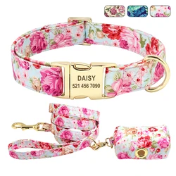 Collar y correa ajustable para perro con bolsa de premios y placa