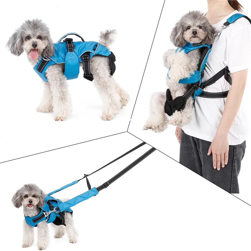 Mochila para el pecho para perro, arnés reflectante transpirable con plomo para caminar, bolso de mano al aire libre para cachorros, portador de arnés para mascotas, Función 4 en 1 - imagen 5
