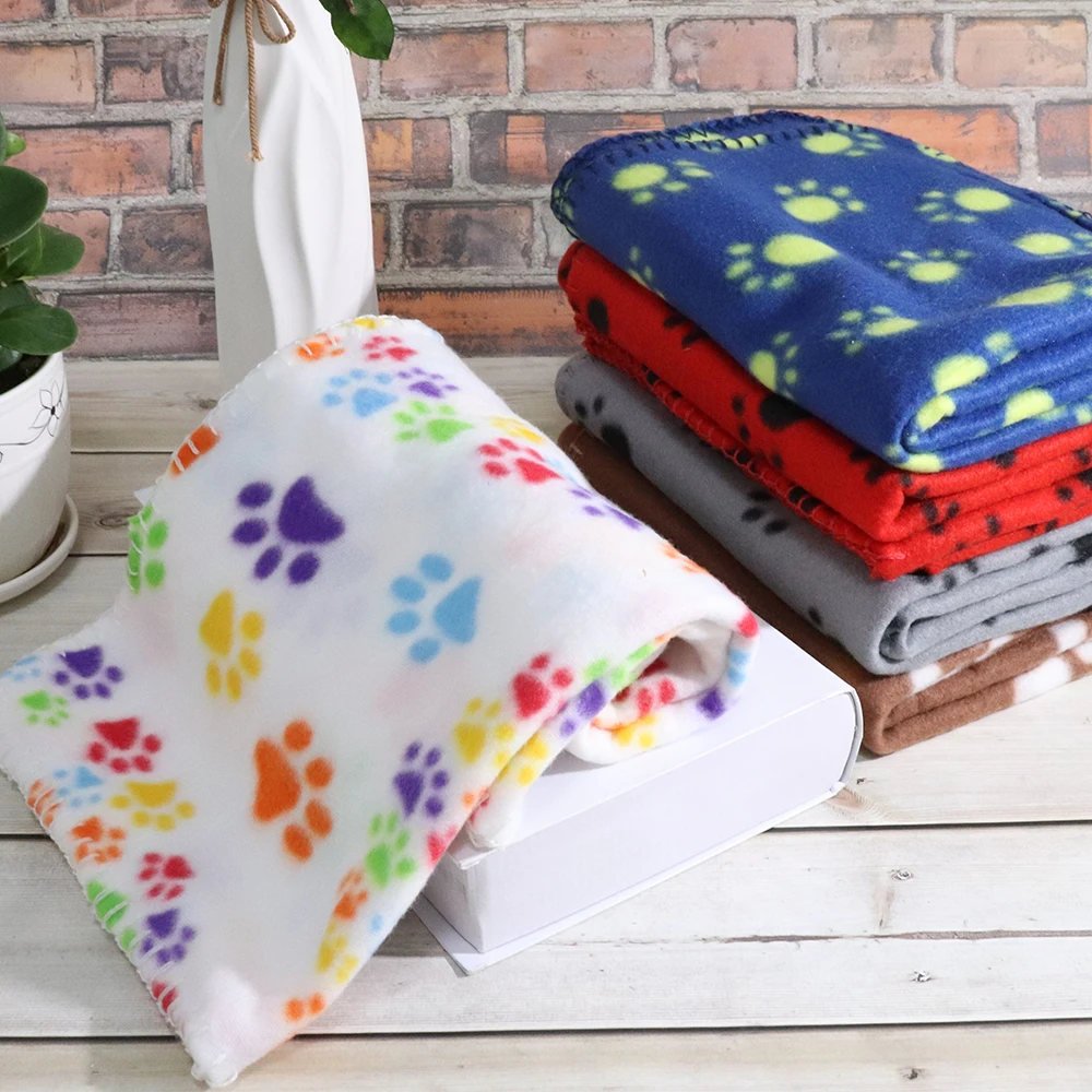 Manta suave para perros, estera cálida con estampado de pata de gato y perro, mantas para dormir de lana para cachorros, Toalla de baño para perros pequeños, medianos y grandes - imagen 4