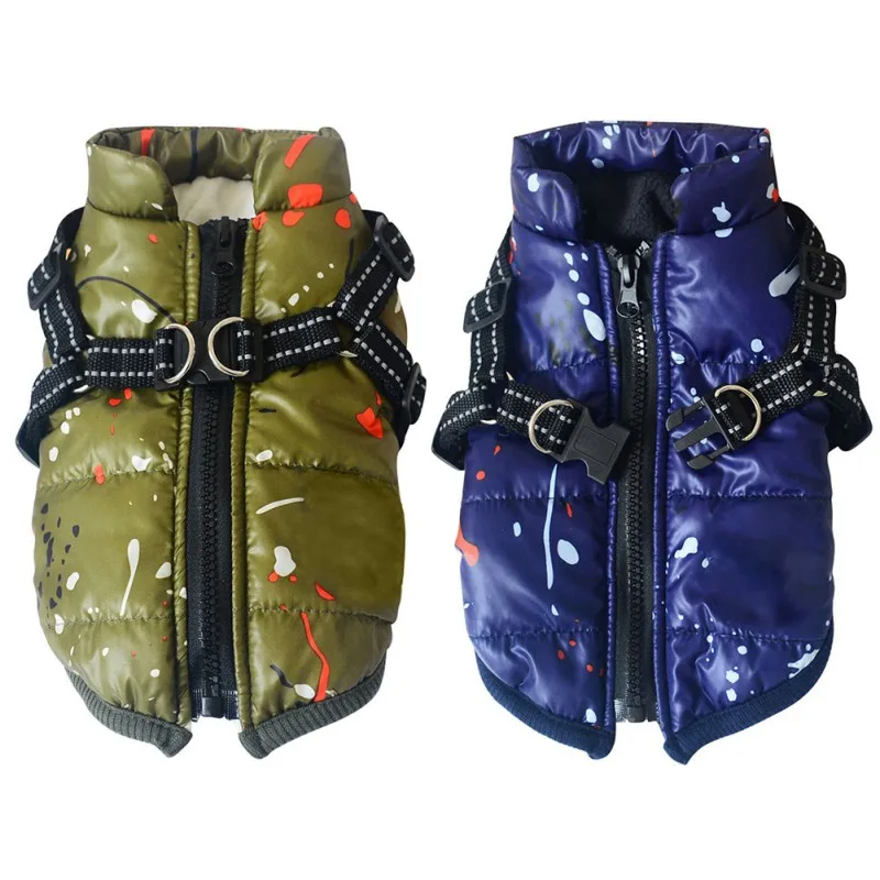 Ropa de invierno para perros pequeños, chaqueta de lana cálida para perros, abrigo impermeable para mascotas con arnés, ropa para Chihuahua, disfraz de Yorkshire - imagen 2