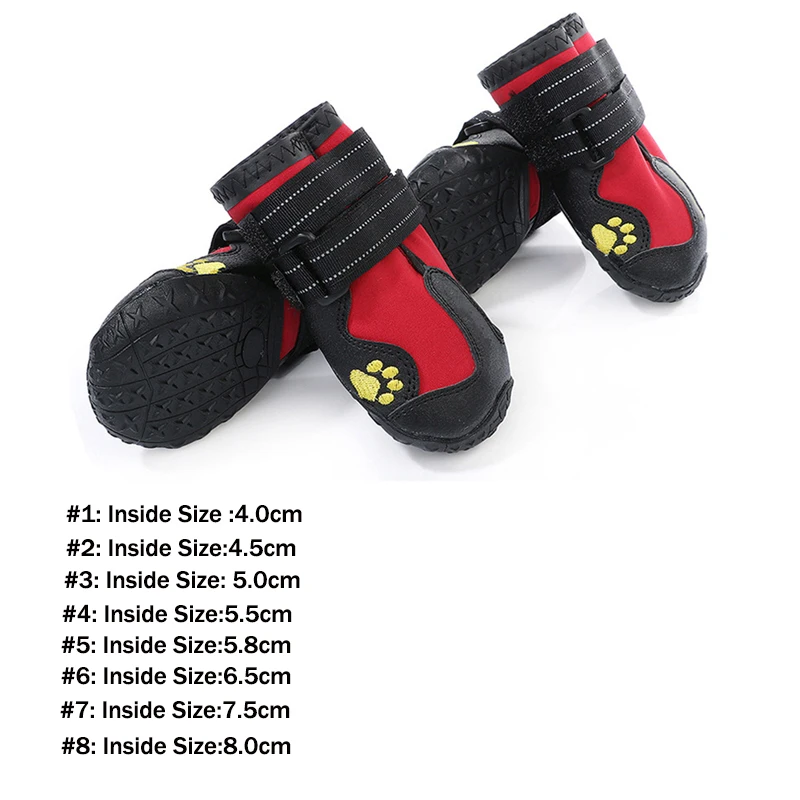 Botas impermeables para perros pequeños y grandes, zapatos cálidos de invierno para mascotas, calcetines para cachorros y Chihuahua, botines antideslizantes para la lluvia y la nieve, 4 unids/set por Set - imagen 3