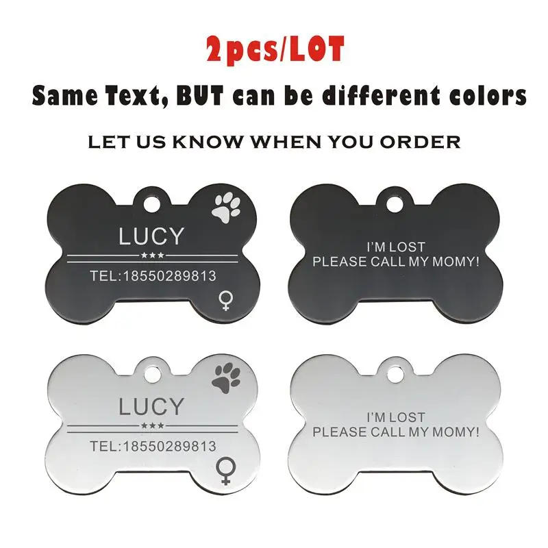 Etiqueta de identificación de mascota personalizada para perro, placa de identificación de gato, número de dirección, accesorios de collar de aluminio, grabado gratuito, 38 mm - imagen 5
