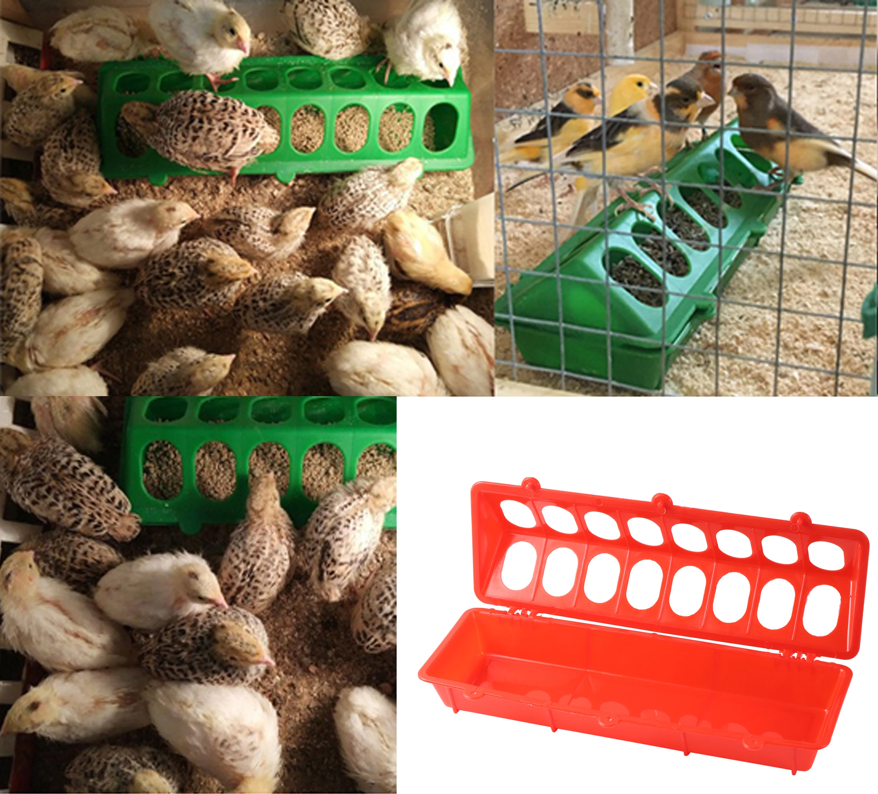 Pigeon Chicken Feeding Trough Drinking Trough Thicken Porous Rectangular Anti-spreading Feeding Trough Poultry Feeding Equipment