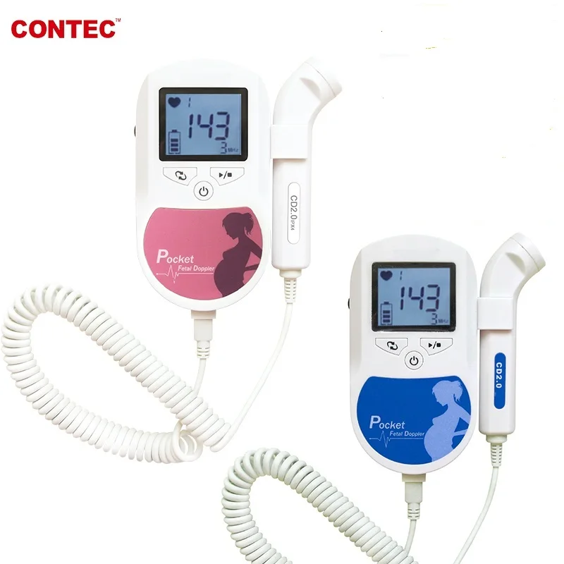 CONTEC Probado Doppler Fetal Sonda de 3MHz Monitor de Ritmo Cardíaco Retroiluminación LCD Múltiples Colores - imagen 2