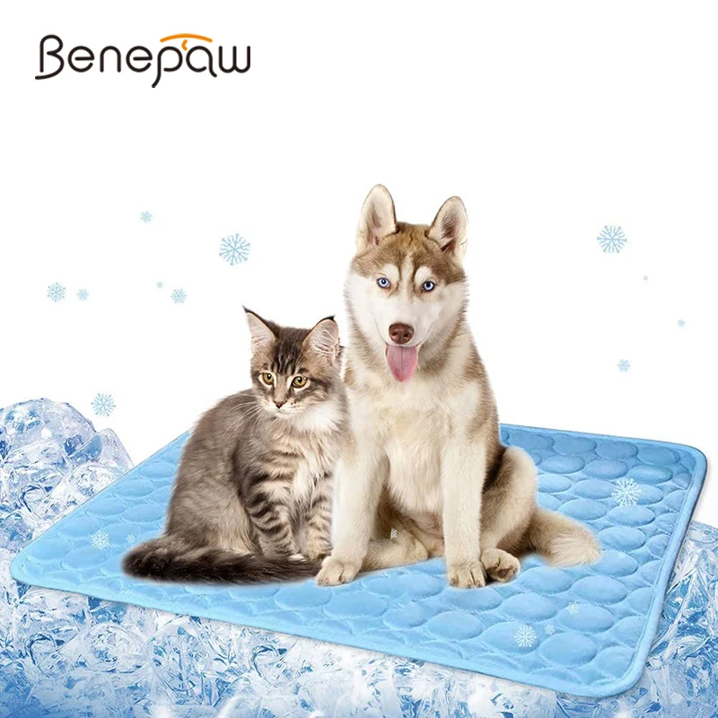 Benepaw esterilla refrigeración 3 capas perro algombrilla seda hielo dormir camas perros pequeños medianos grandes cojín sofá suelo asientos coche cachorro