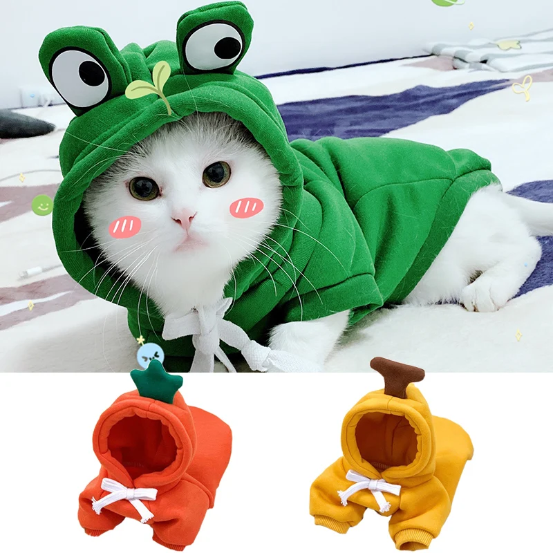 Sudadera con capucha de invierno para mascotas, suéter deportivo para gatos, suéteres para perros y gatitos, ropa para Cosplay de animales y frutas, disfraz para mascotas