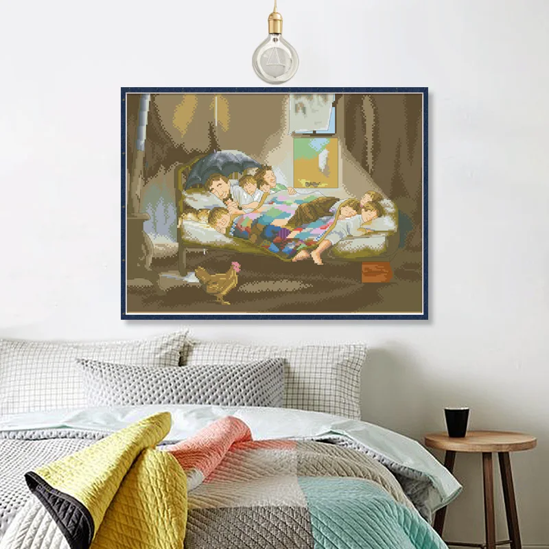 Kits de punto de cruz estampado familiar, patrones sin imprimir, juegos de bordado en lienzo, 11CT, 14CT, manualidades hechas a mano, pinturas decorativas para el hogar - imagen 2