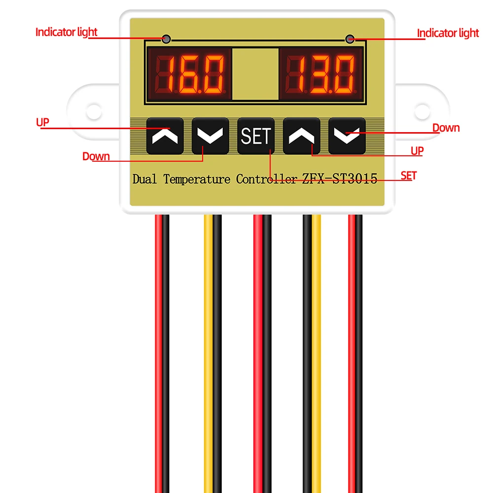 Controlador de temperatura Dual ZFX-ST3015, controlador de incubadora de 12V, 24V y 220V, regulador de temperatura del termostato Digital - imagen 3