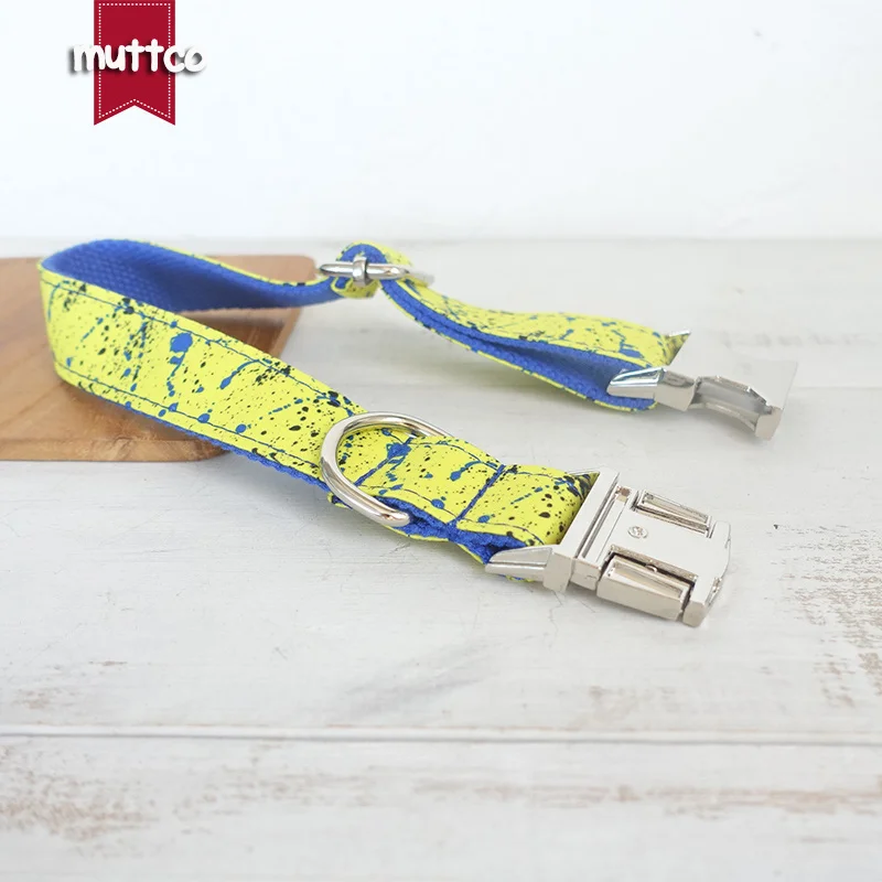 MUTTCO, venta al por menor, alta calidad, grabado a mano, THE SPLASH INK, collar con placa con nombre de cachorro ajustable de diseño propio, UDC090 - imagen 2