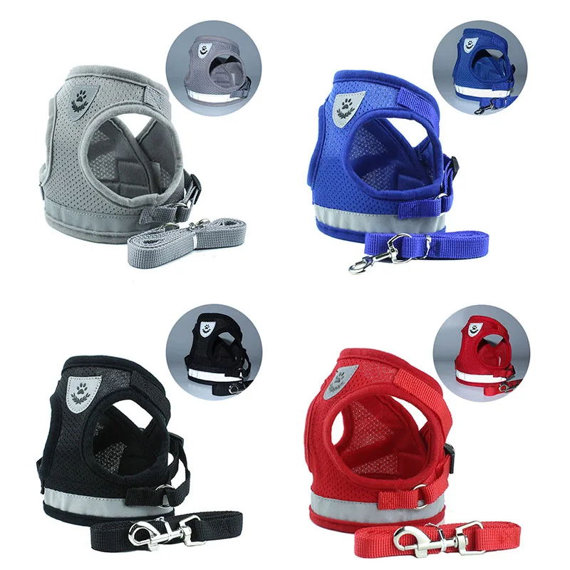 Conjunto de arnés y correa de malla ajustable para perro, chaleco reflectante, correa para el pecho de cachorro, correas para caminar al aire libre, accesorios para mascotas, chaleco para mascotas - imagen 5