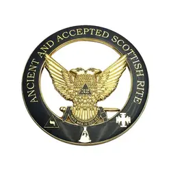 Emblema masónico dorado para coche – Escultura decorativa 33 grados
