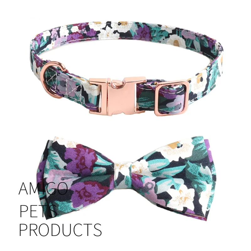 Collar con lazo personalizado para perro, con flores personalizadas, placa de identificación grabada, correa de plomo para perros pequeños, medianos y grandes, Pitbull - imagen 4